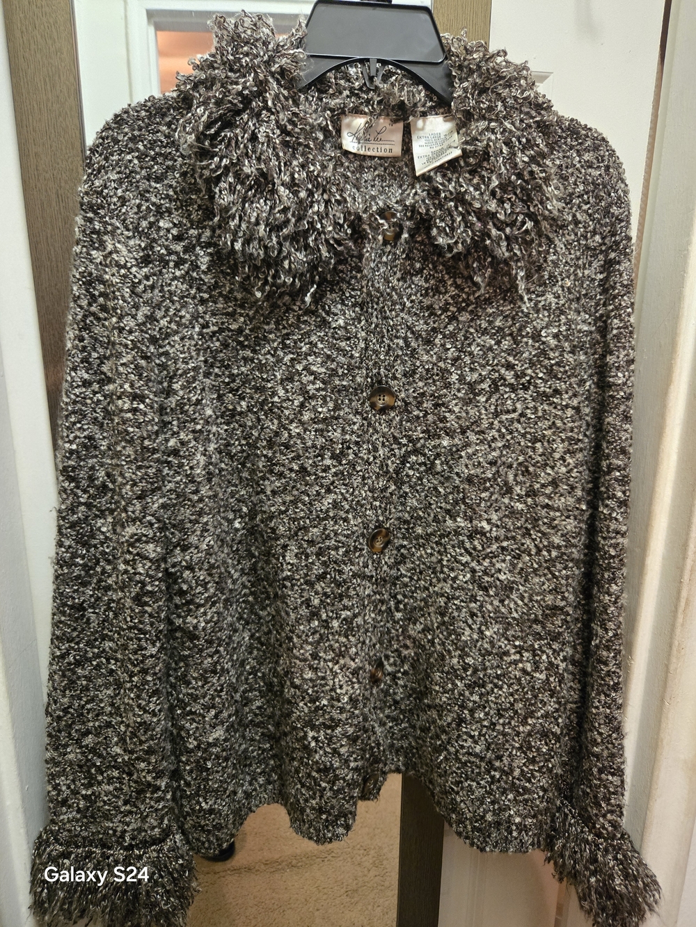 Kathie Lee Collection Marled Brown & Cream Textured Cardigan